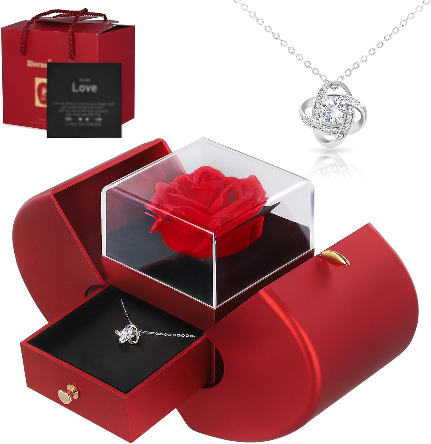 Rosa Eterna con Collar de Amor