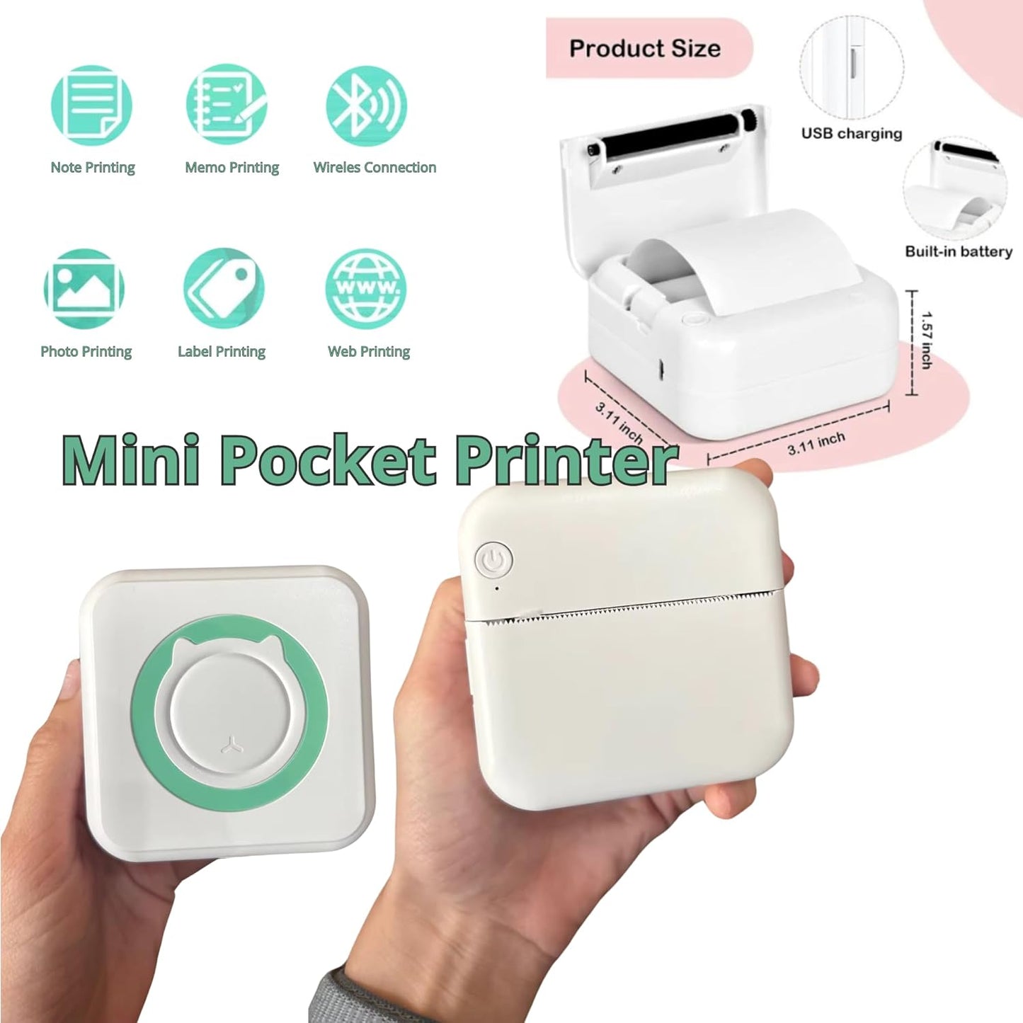 Impresora Térmica Portátil Verde