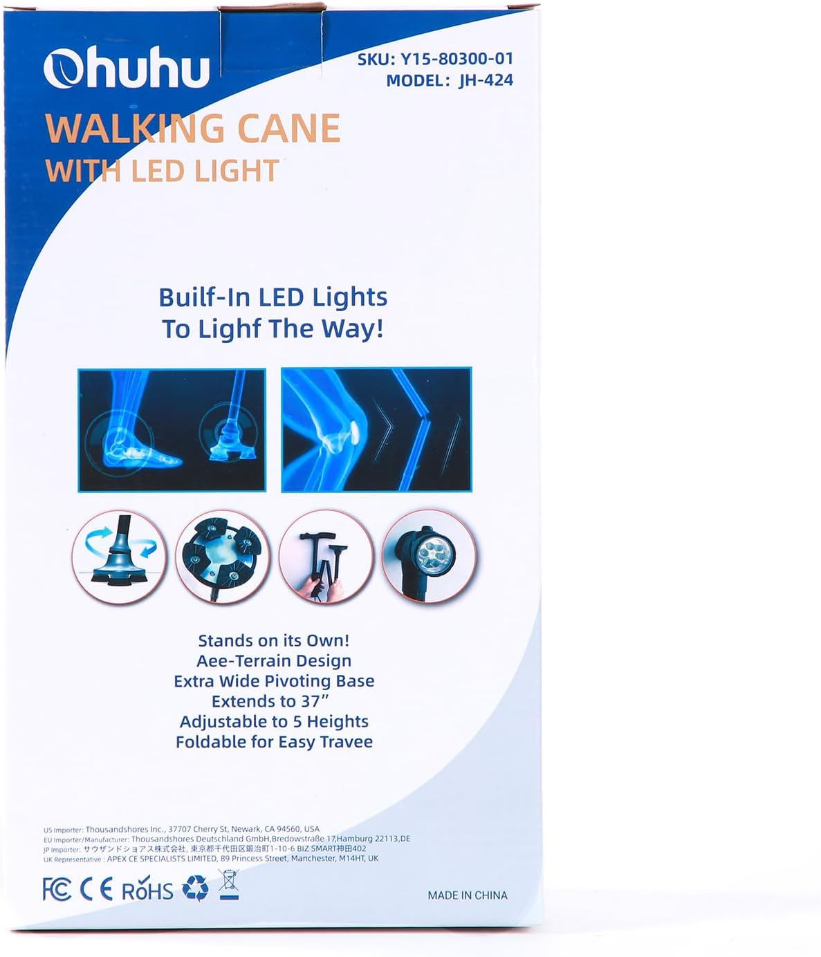 Bastón Plegable con Luz LED